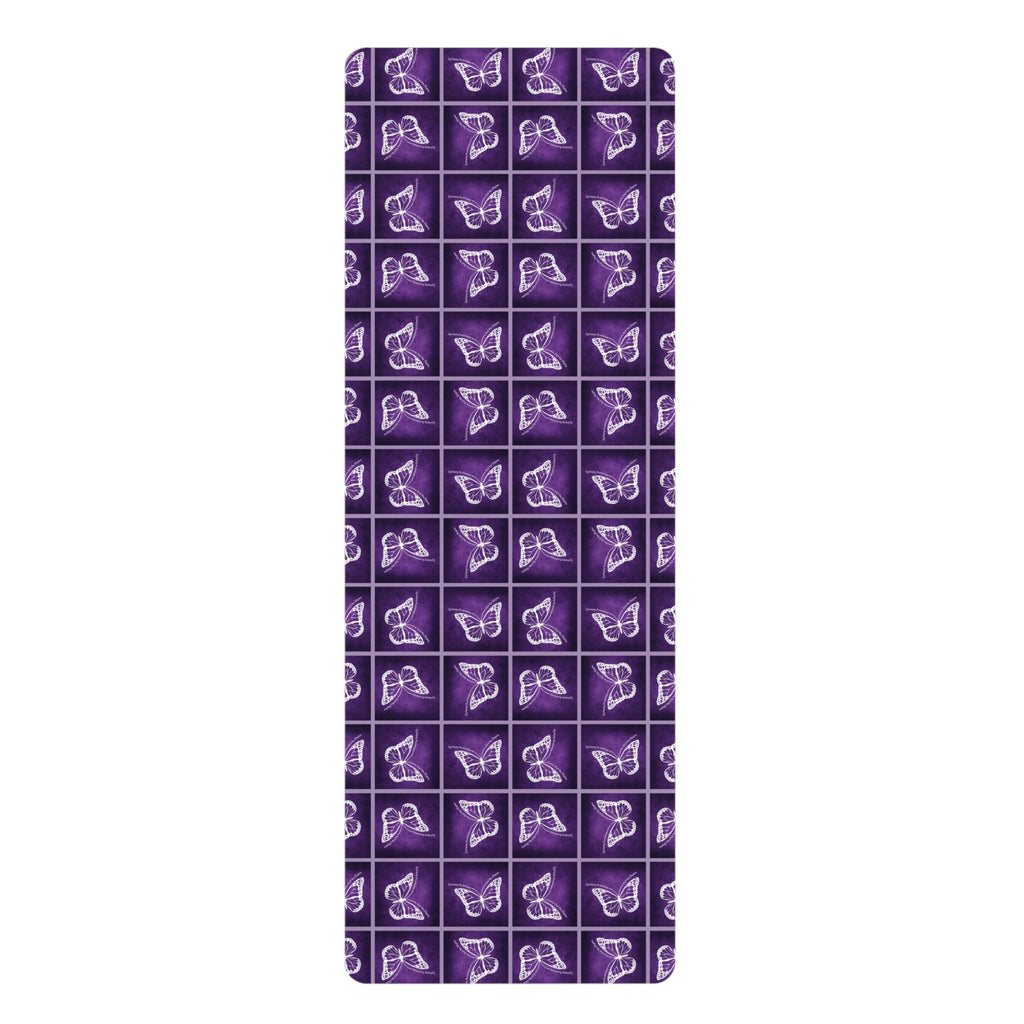 Purple Butterfly Rubber Yoga Mat - Non-Slip, Perfect for Yoga Enthusiasts Printify