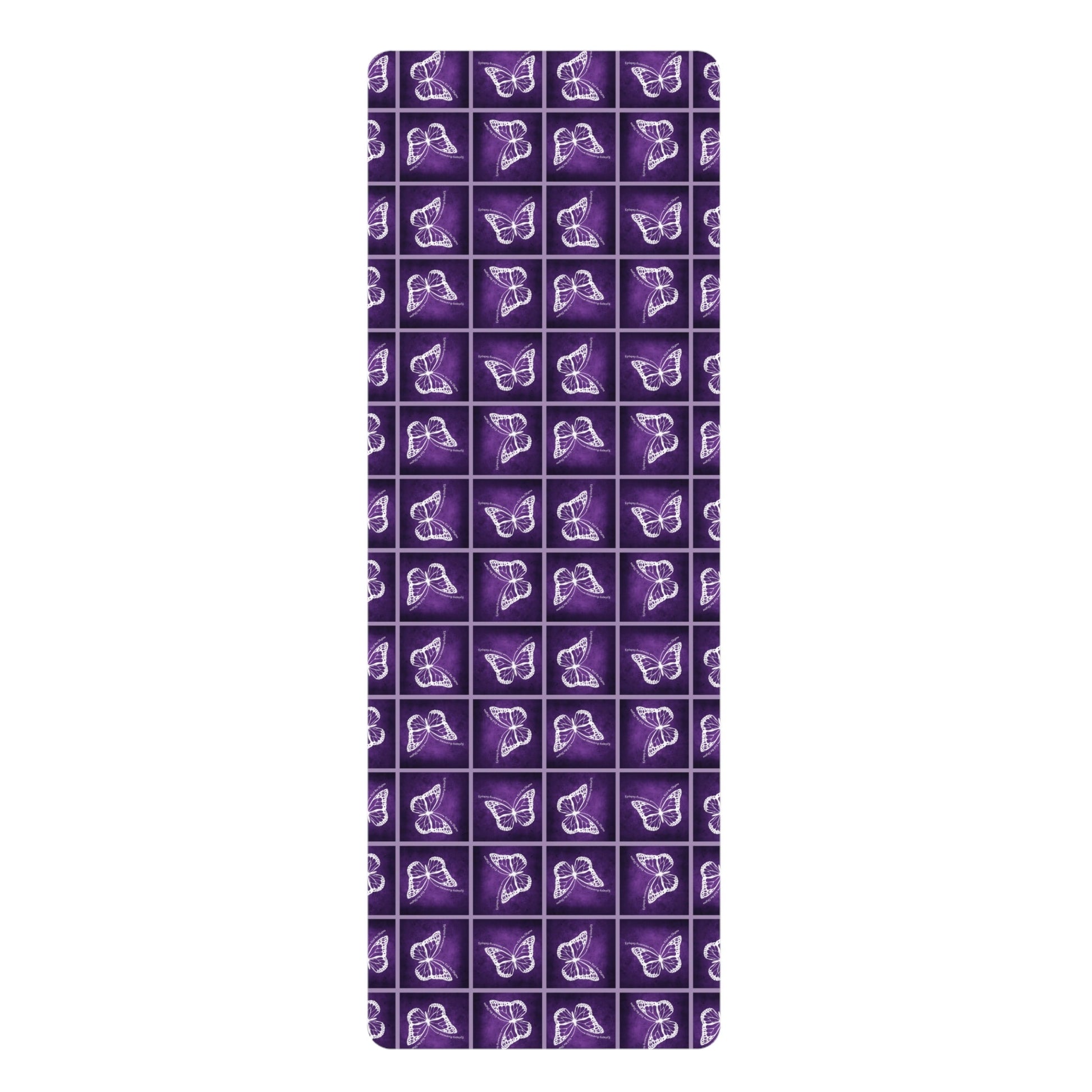 Purple Butterfly Rubber Yoga Mat - Non-Slip, Perfect for Yoga Enthusiasts Printify