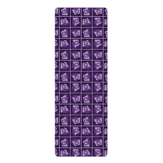 Purple Butterfly Rubber Yoga Mat - Non-Slip, Perfect for Yoga Enthusiasts Printify