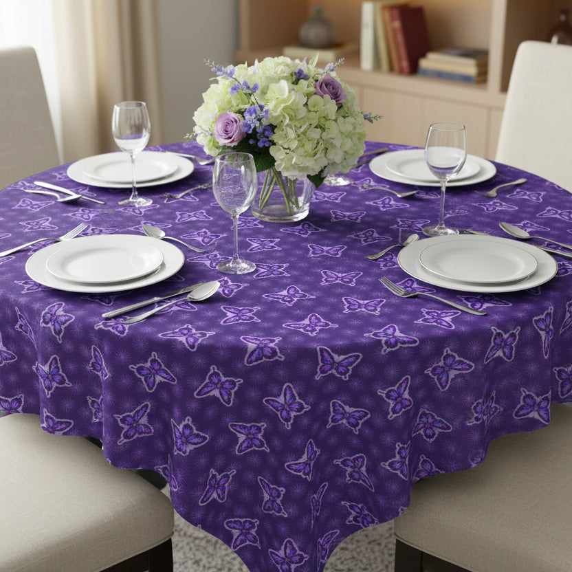 Purple Butterfly Tablecloth – Awareness-Inspired Home Decor