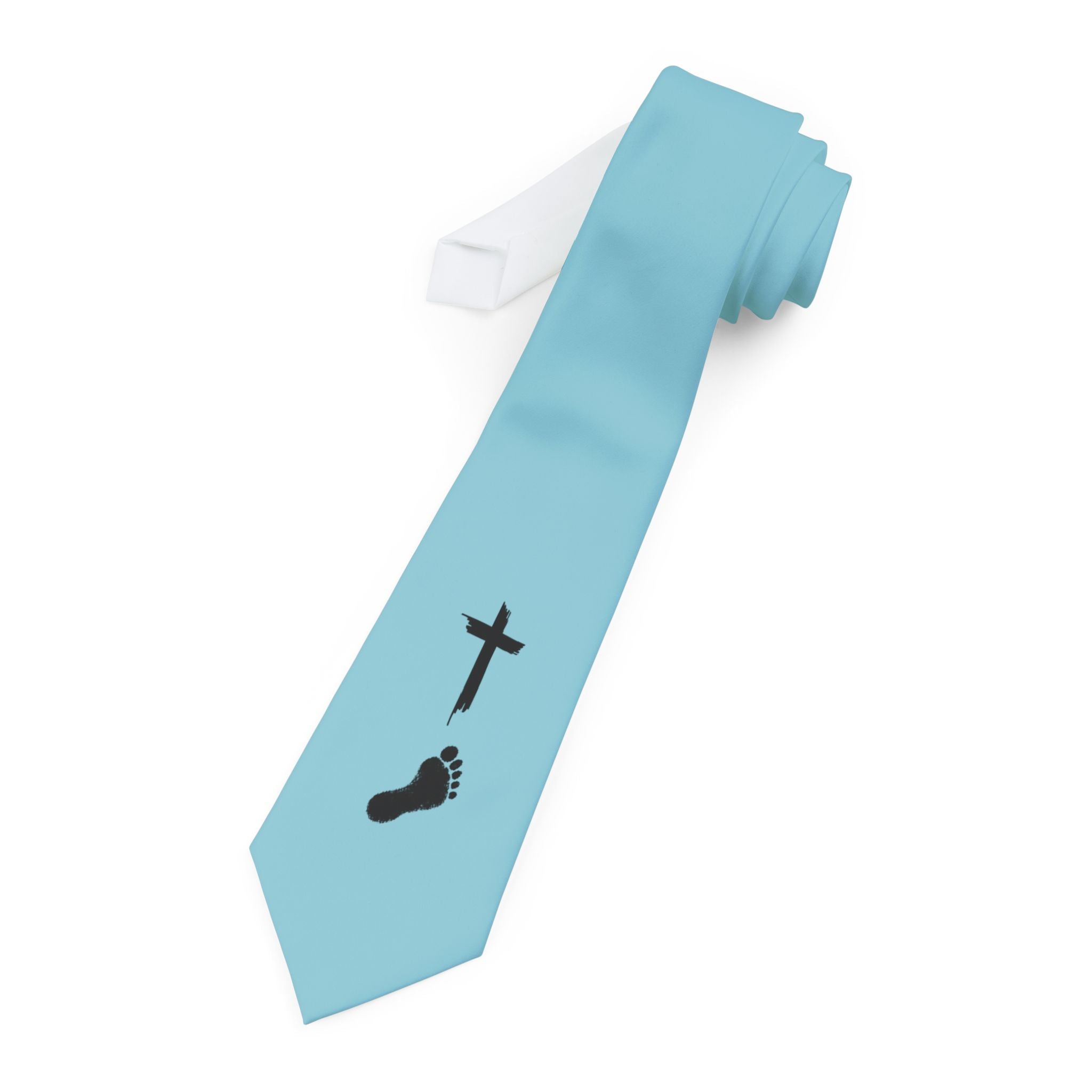 Jesus & Bigfoot Necktie – Cross and Sasquatch Footprint Tie