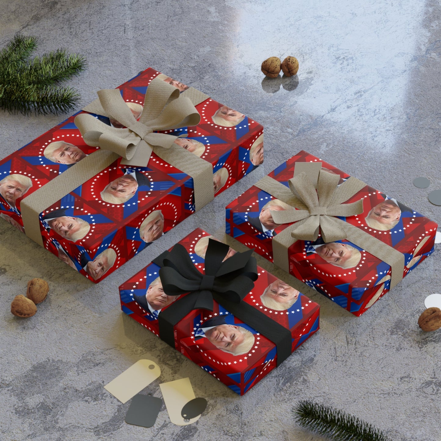 Trump Gift Wrapping Paper Roll - Perfect for Patriotic Celebrations Printify