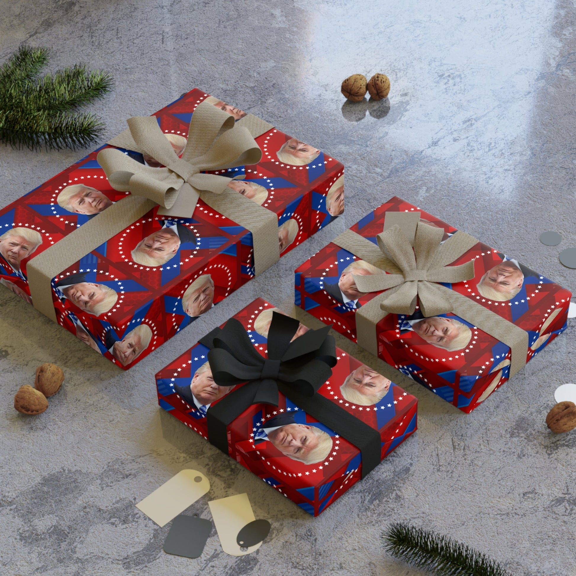 Trump Gift Wrapping Paper Roll - Perfect for Patriotic Celebrations Printify