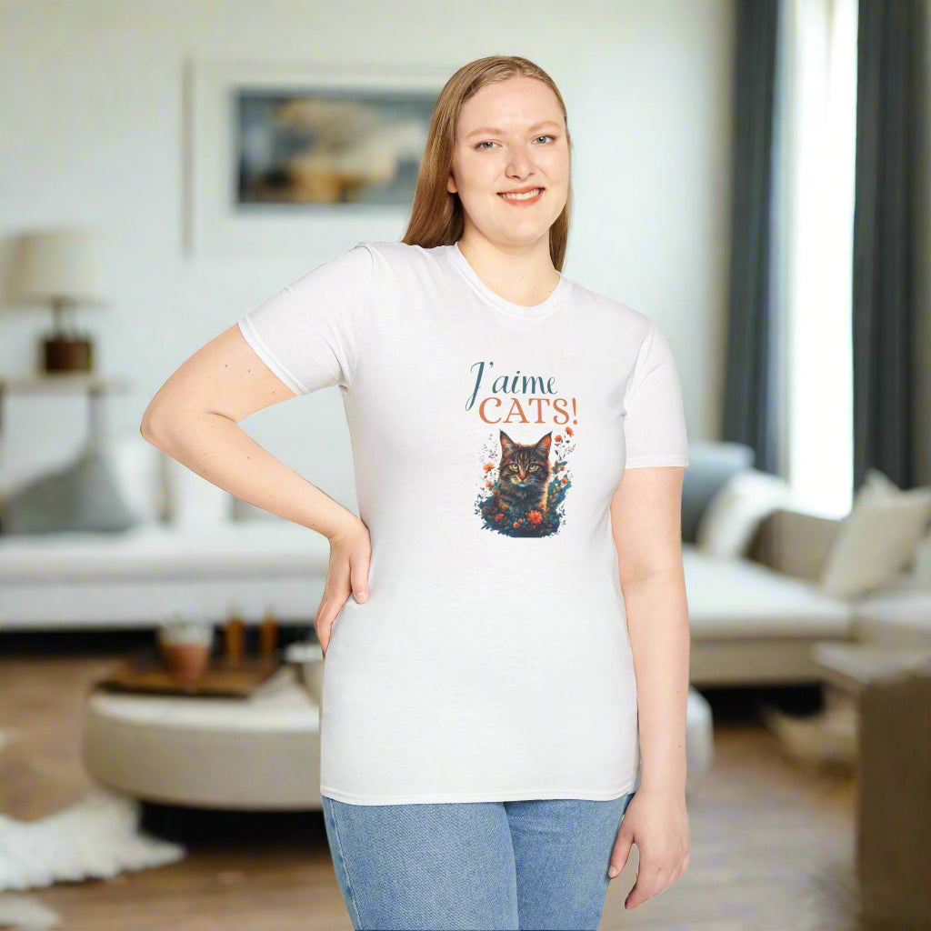 J'aime Cats Unisex Softstyle T-Shirt - Perfect Gift for Cat Lovers