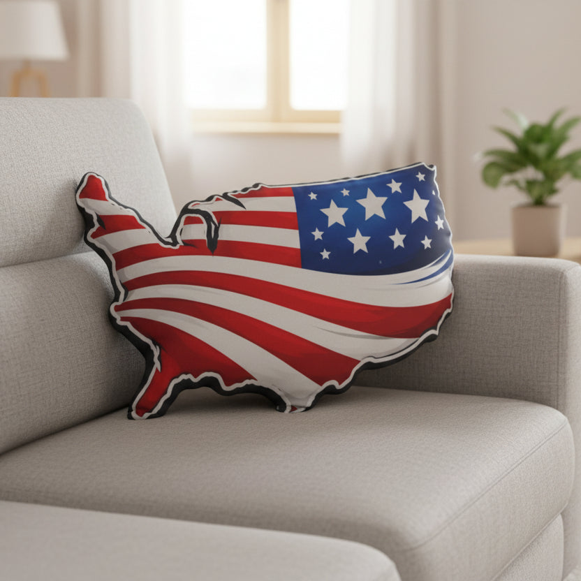 USA Shaped Flag Pillow