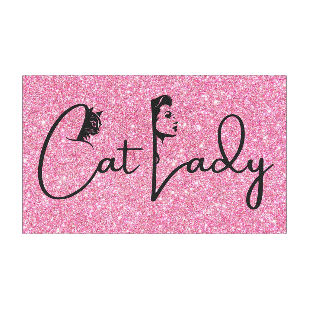 Pink Sparkly Cat Lady Car Magnet - Fun Gift for Cat Lovers Printify