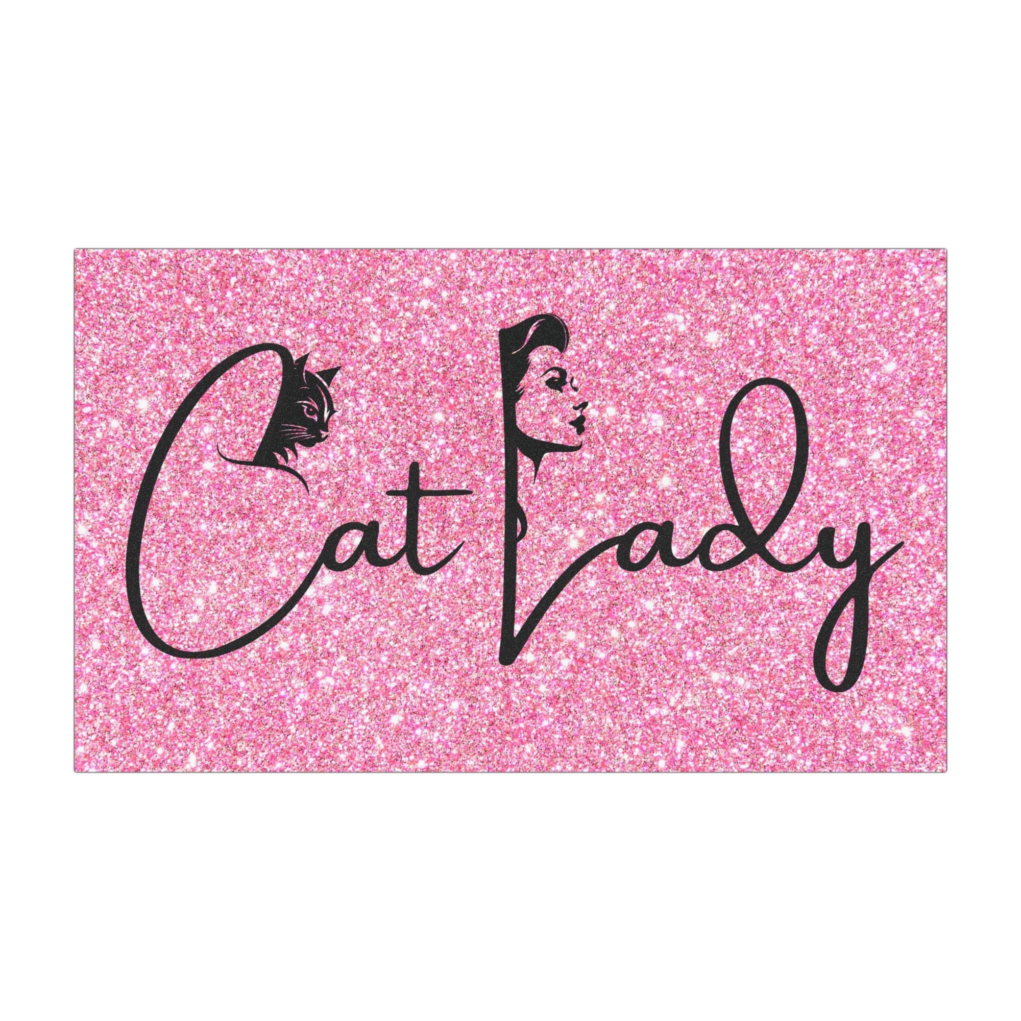 Pink Sparkly Cat Lady Car Magnet - Fun Gift for Cat Lovers Printify