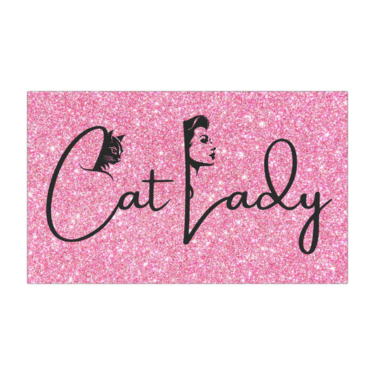 Pink Sparkly Cat Lady Car Magnet - Fun Gift for Cat Lovers Printify