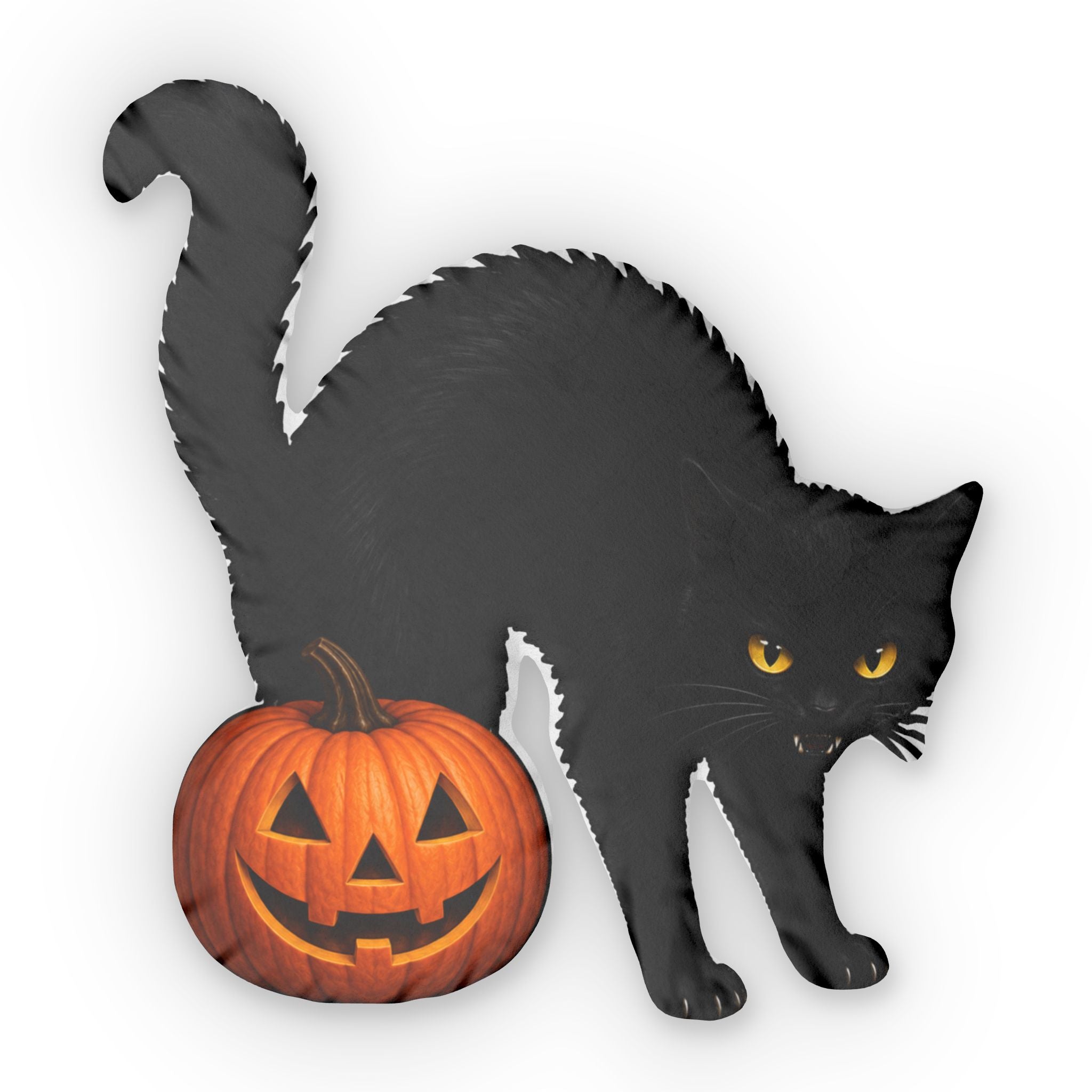 Black Cat & Jack-O’-Lantern Shaped Plush Pillow