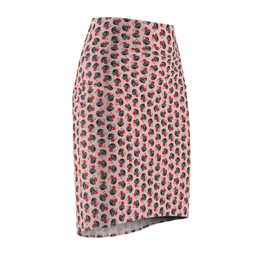 Jimothy the Raccoon Pencil Skirt | Hearts & Paw Prints Women's Fitted Skirt