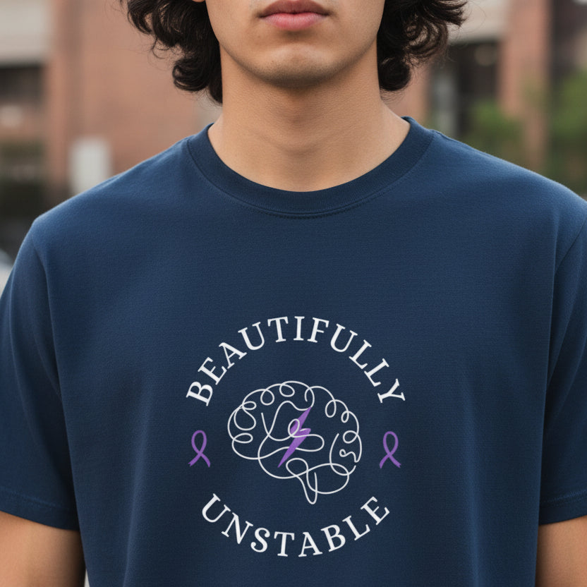 Beautifully Unstable Unisex T-Shirt – Epilepsy Awareness Purple Ribbon Tee
