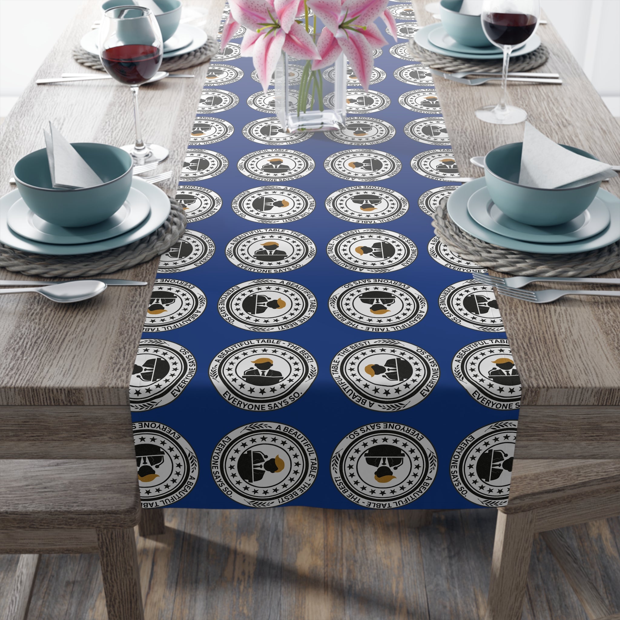 A Beautiful Table Table Runner – Faux Official Parody Seal Pattern