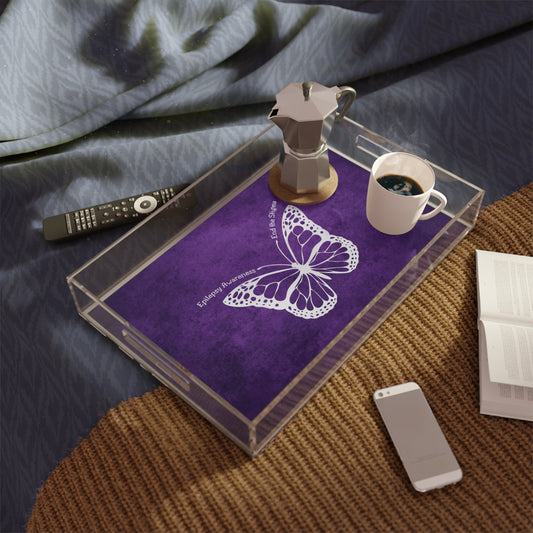 Epilepsy Awareness Butterfly Acrylic Serving Tray