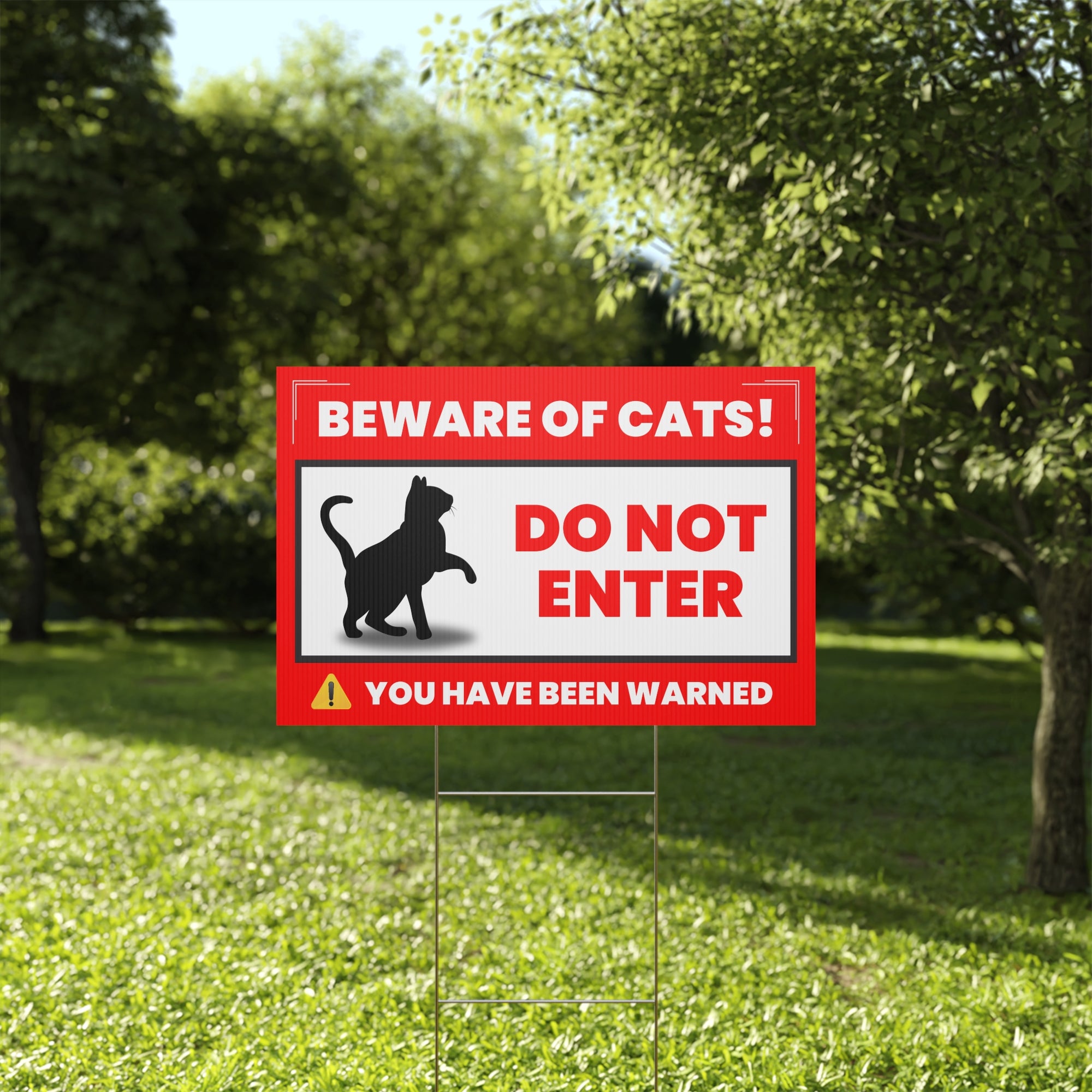 Beware of Cats Yard Sign | Funny Outdoor Decor | Do Not Enter Warning