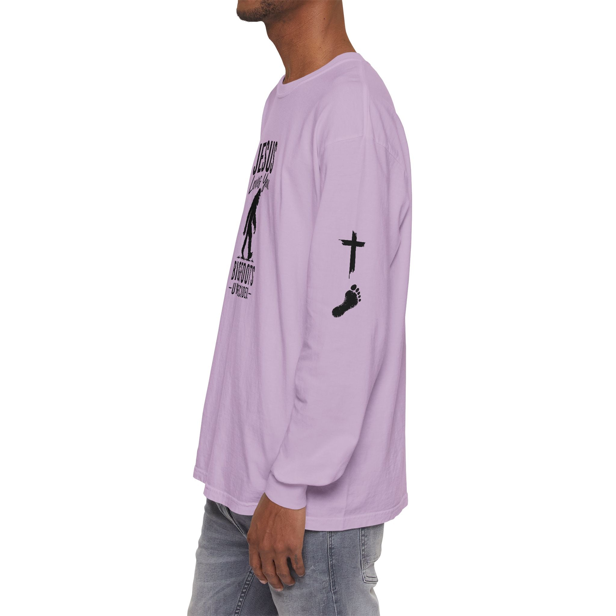 Jesus Loves You. Bigfoot’s Undecided. Long Sleeve Shirt