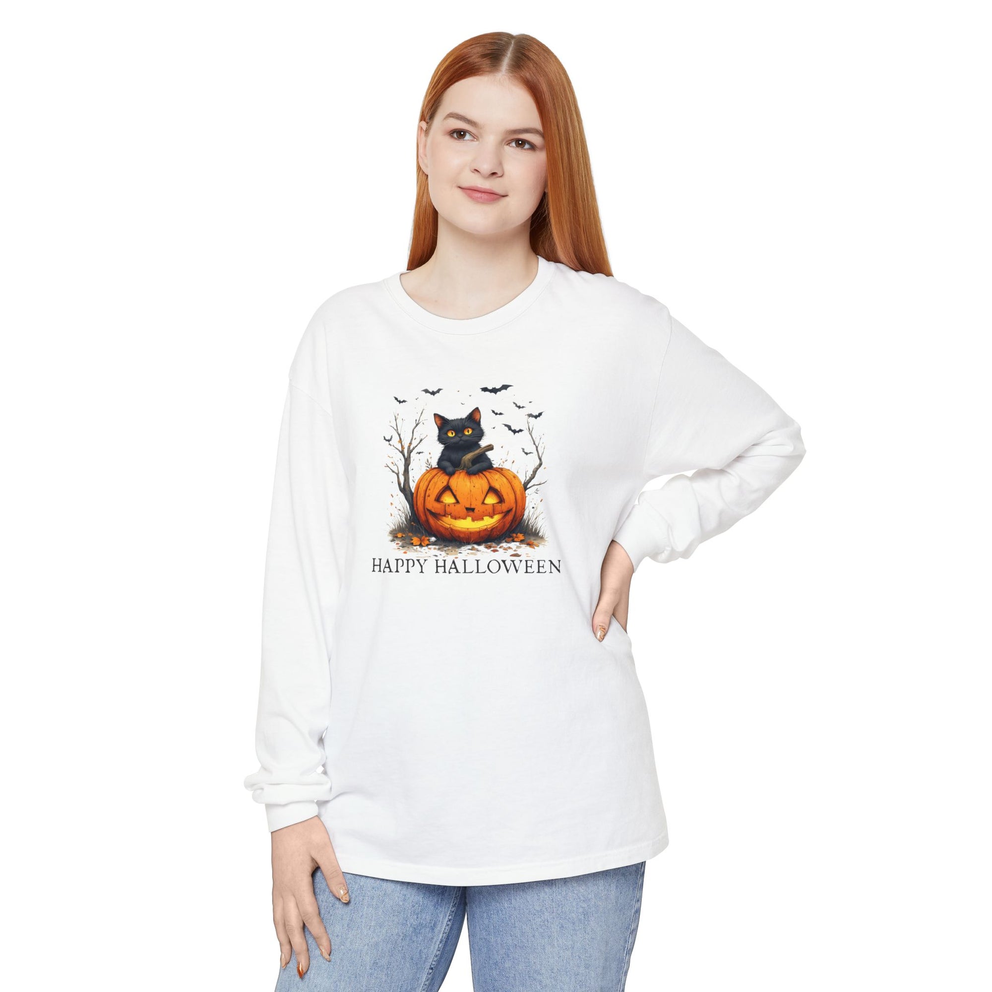 Happy Halloween Cat Long Sleeve T-Shirt