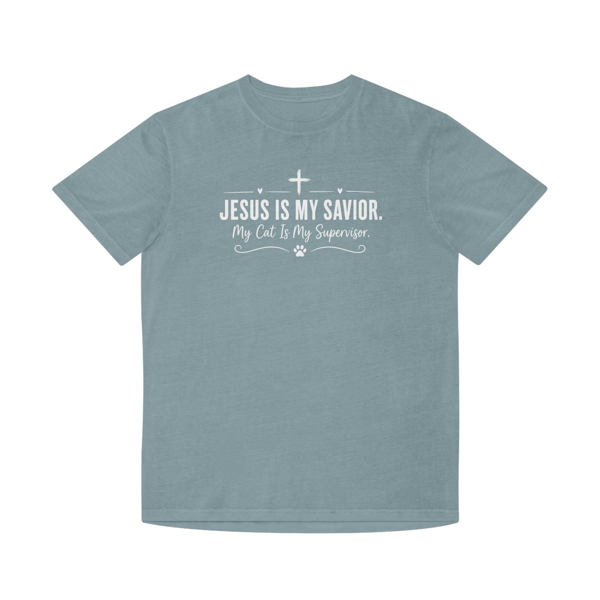 Jesus Is My Savior. My Cat Is My Supervisor. Vintage- Style T-Shirt