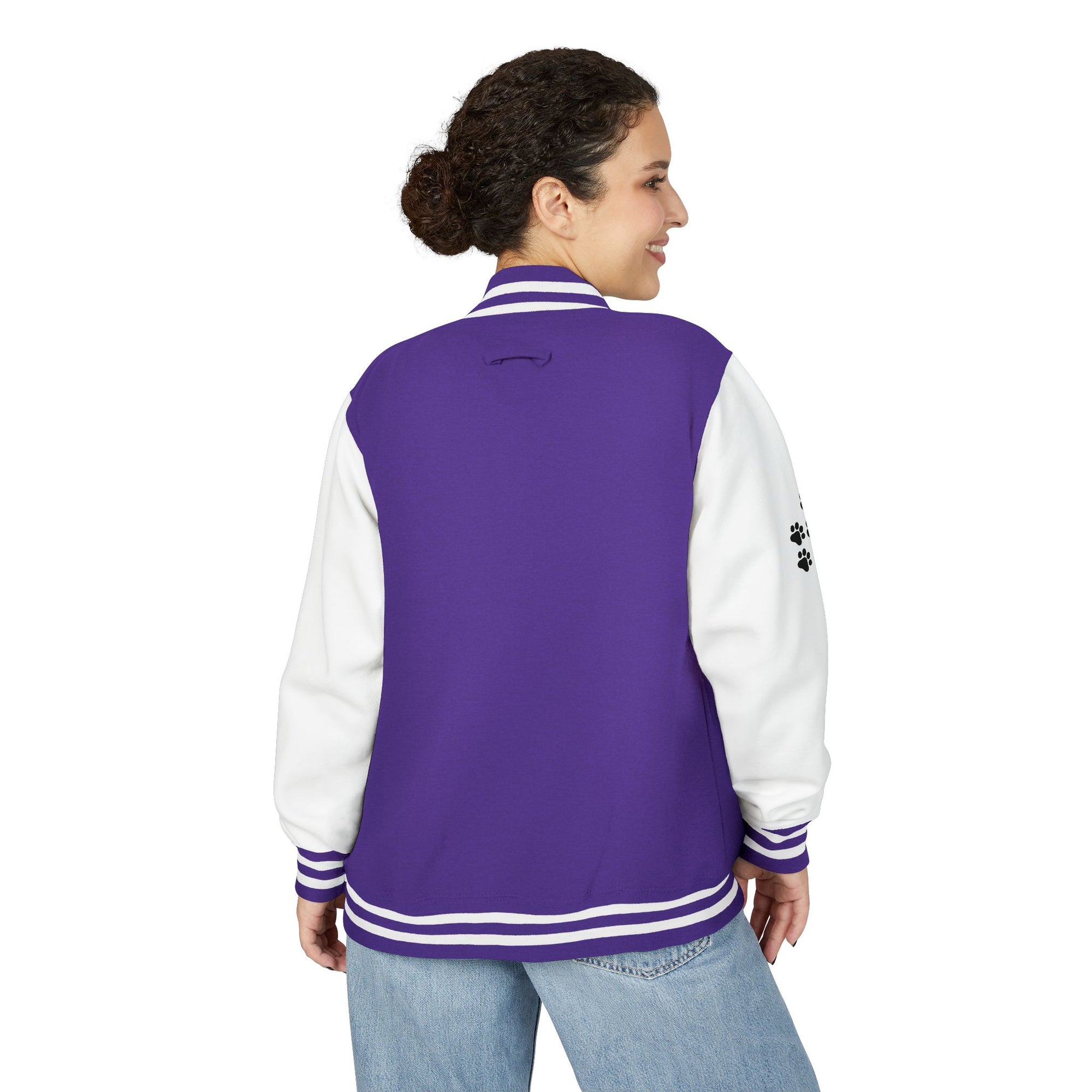 Cat Lady Hanging in There Colorful Letterman Jacket