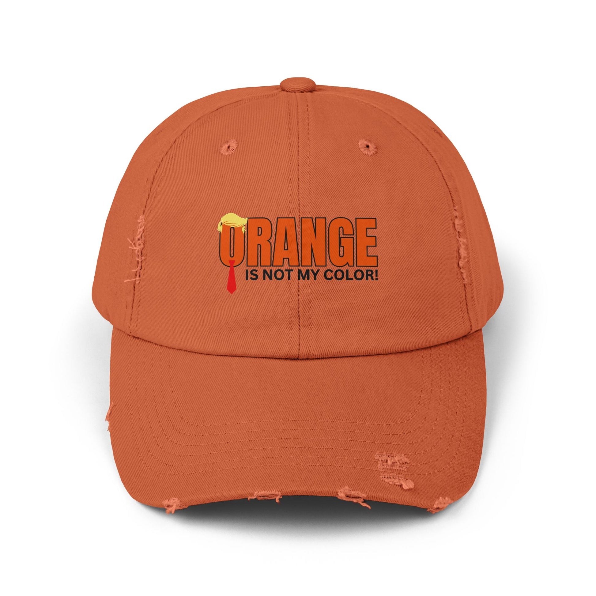 Orange is Not My Color Unisex Distressed Cap - Fun Statement Hat Printify