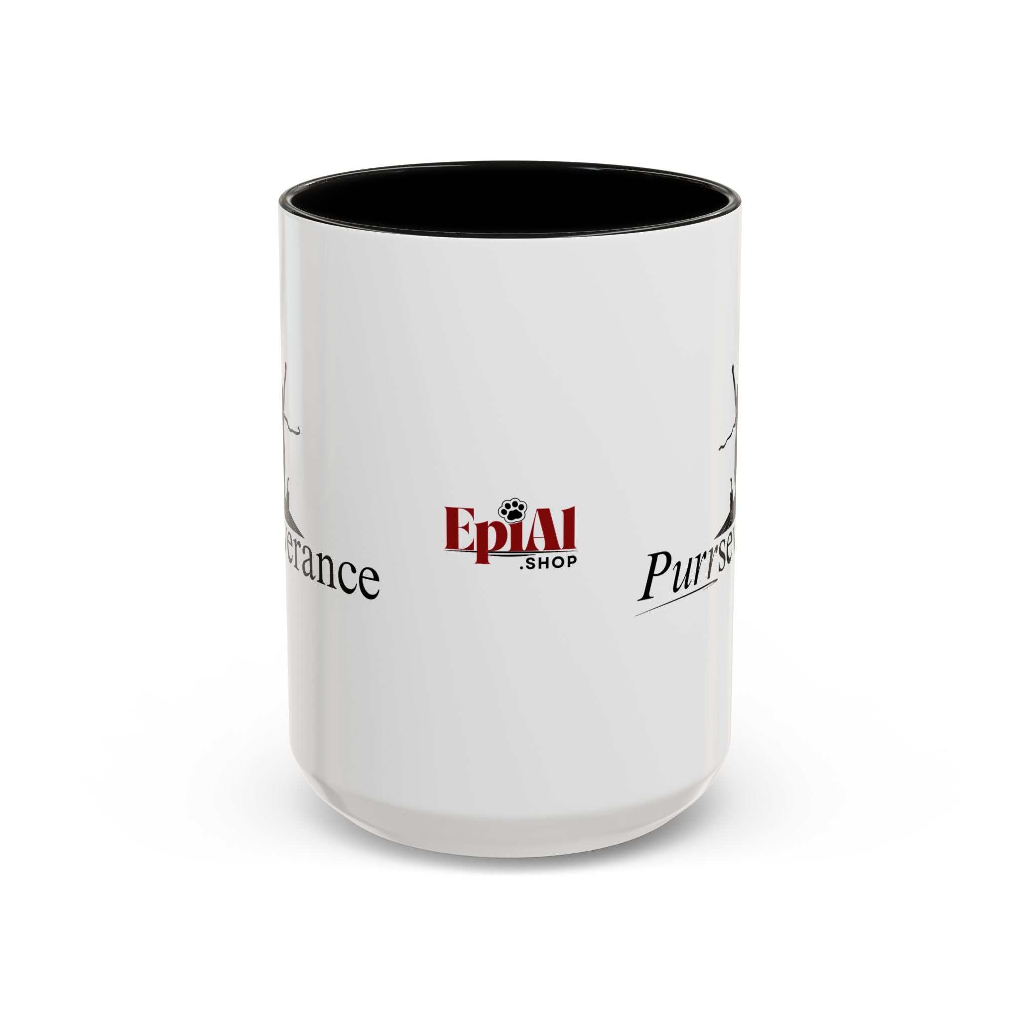 Photo depicting the ​Purrseverance Accent Coffee Mug (11, 15oz) from EpiAl's Shop.