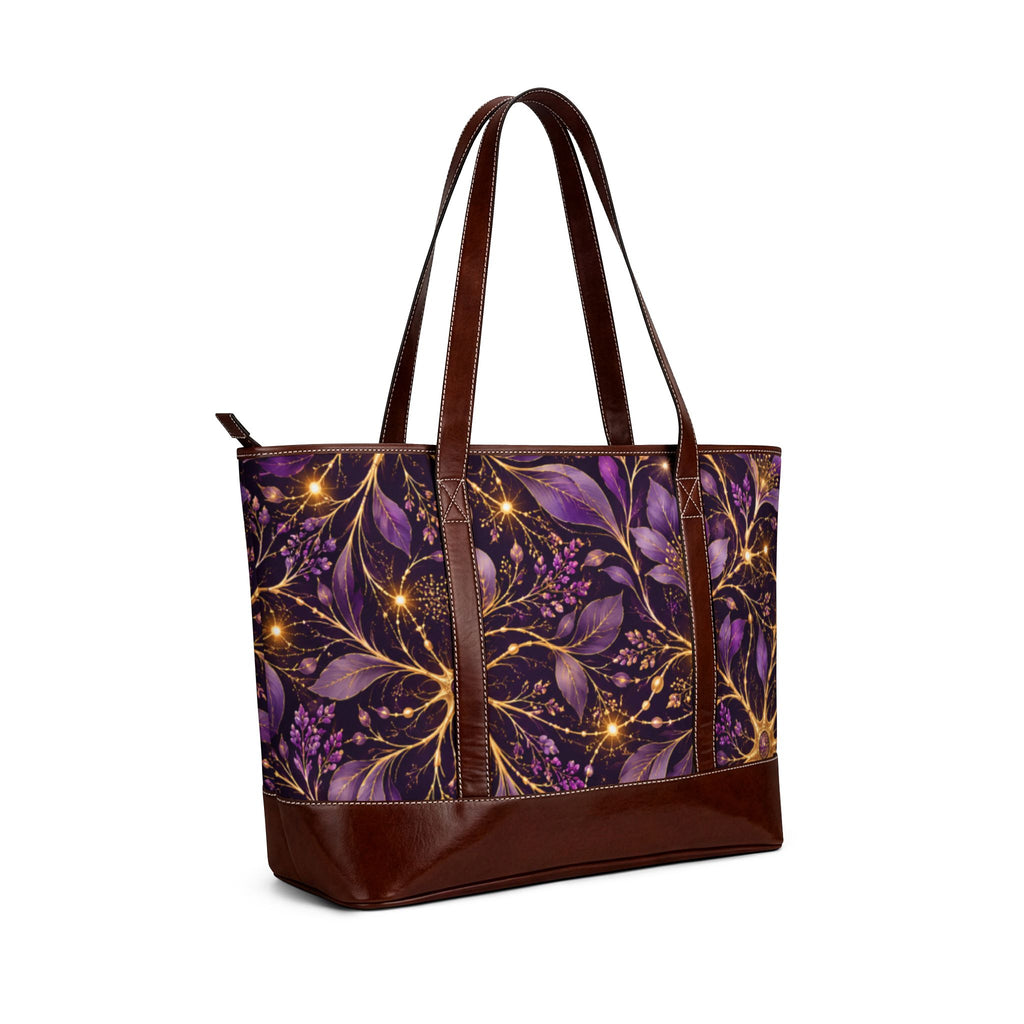 Beautifully Miswired Purple & Gold Neuron Floral Tote Bag | Epilepsy Awareness Handbag