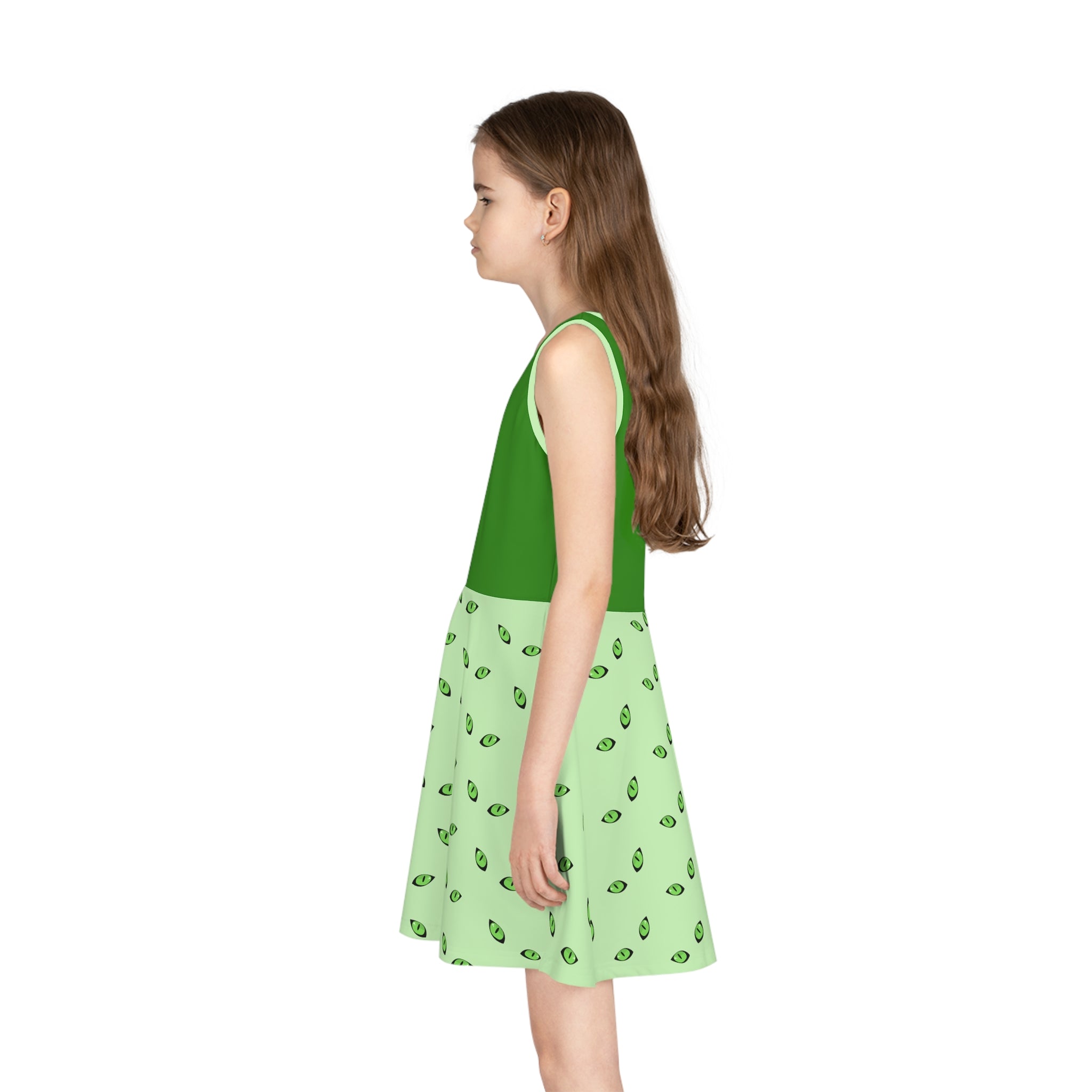 Cat Eyes Twirl Dress for Girls – Whimsical Sleeveless A-Line Summer Dress