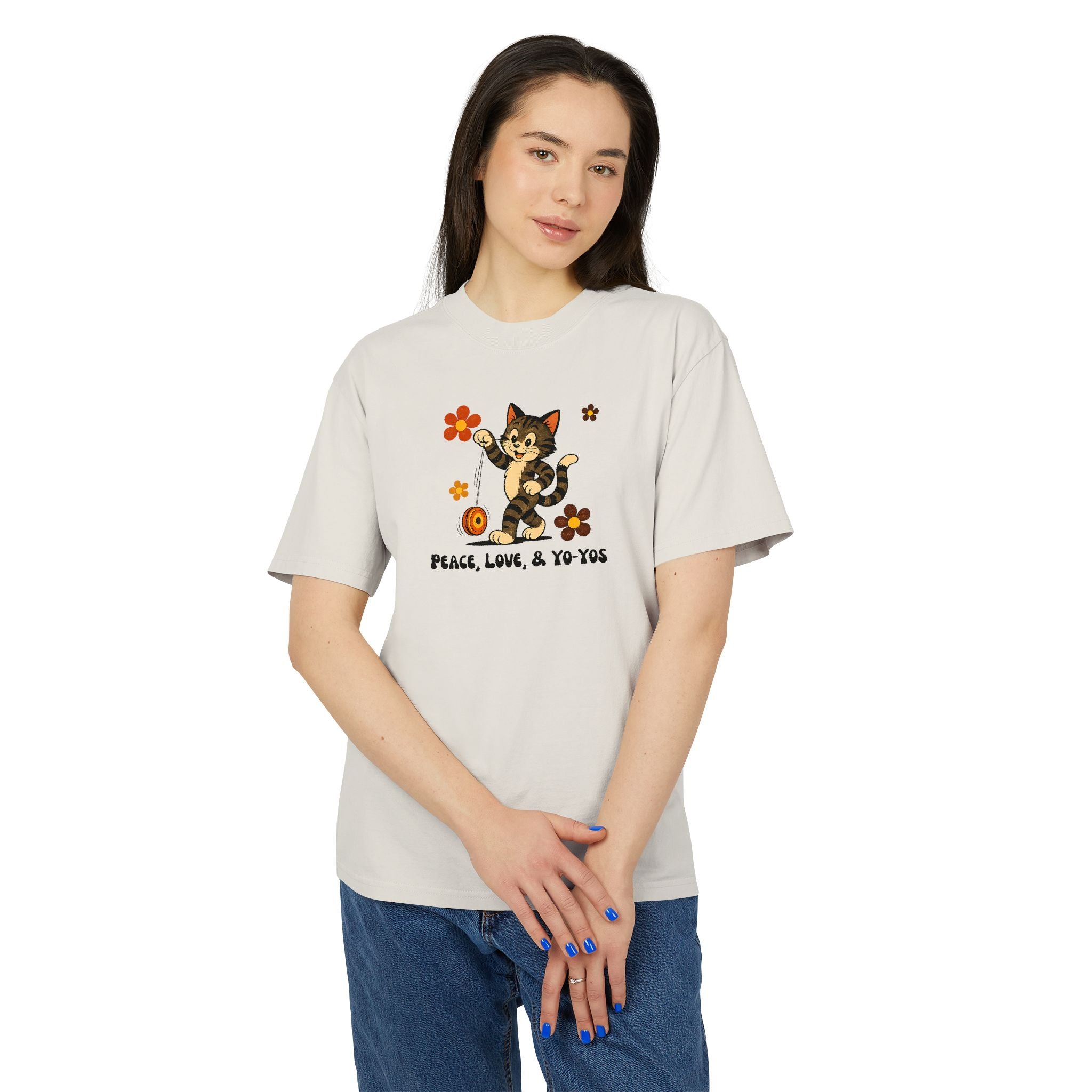 Peace, Love, & Yo-Yos Oversized Vintage Cat T-Shirt