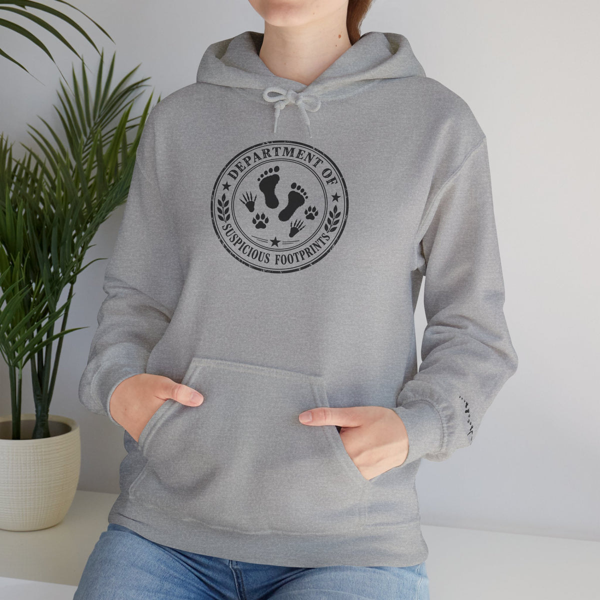 Department of Suspicious Footprints Hoodie | Bigfoot, Raccoon & Cat Cryptid Sweatshirt