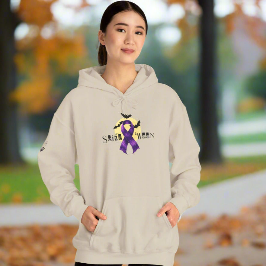 Cozy Halloween Purple Ribbon Hoodie