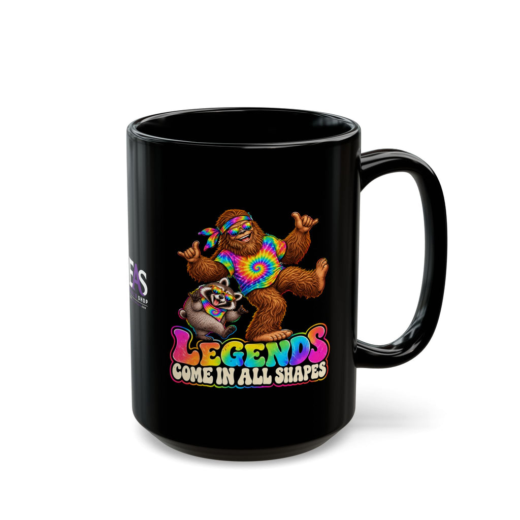 Legends Come in All Shapes | Bigfoot & Jimothy Raccoon Black Ceramic Mug (11oz/15oz)