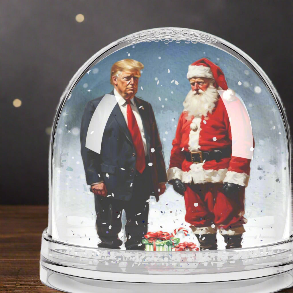 Santa & Trump Festive Snow Globe: Unique Holiday Decor