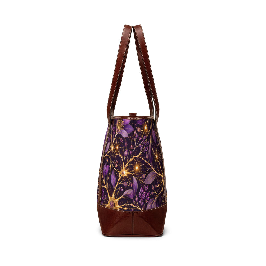 Beautifully Miswired Purple & Gold Neuron Floral Tote Bag | Epilepsy Awareness Handbag