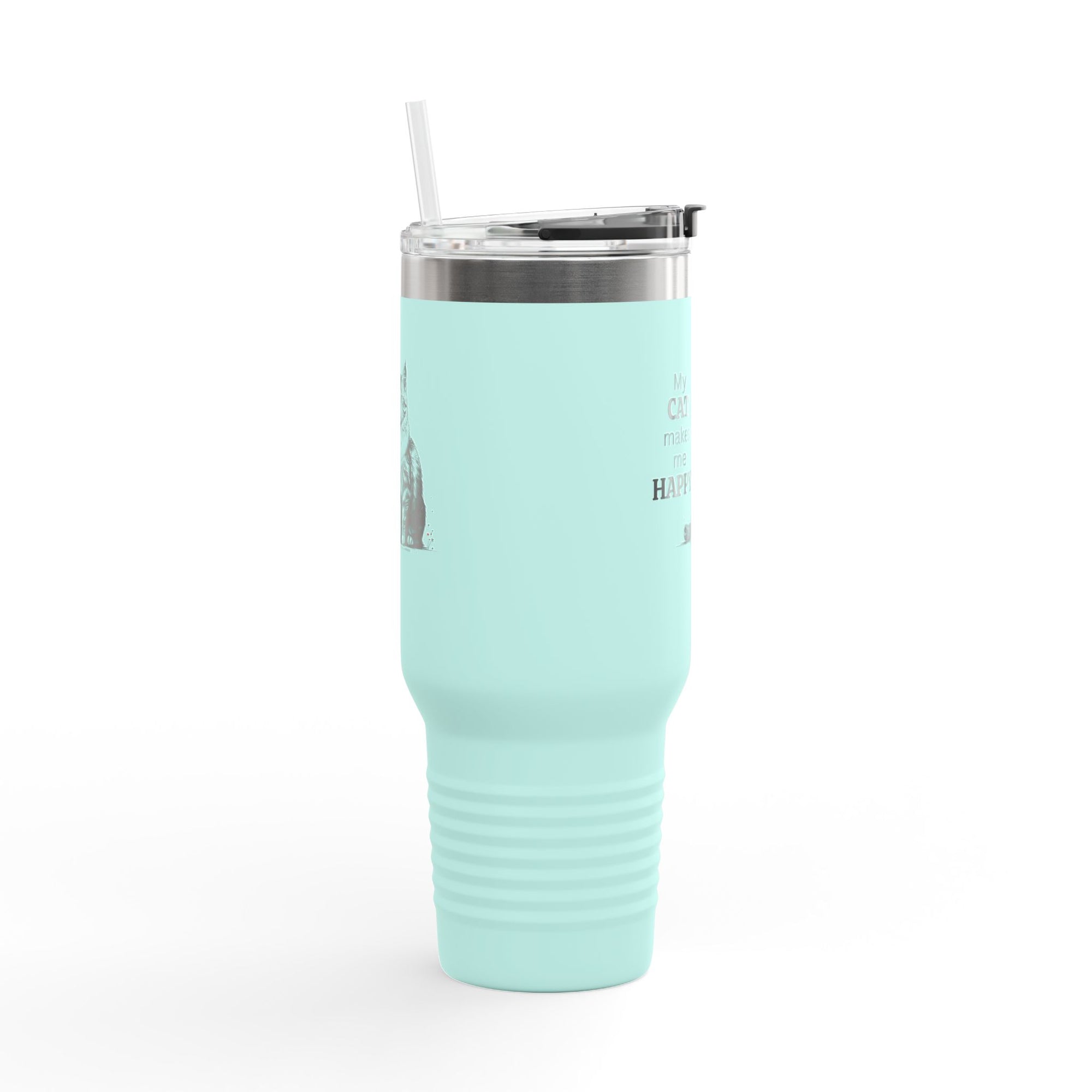 My Cat Makes Me Happy Insulated Travel Mug, 40oz
