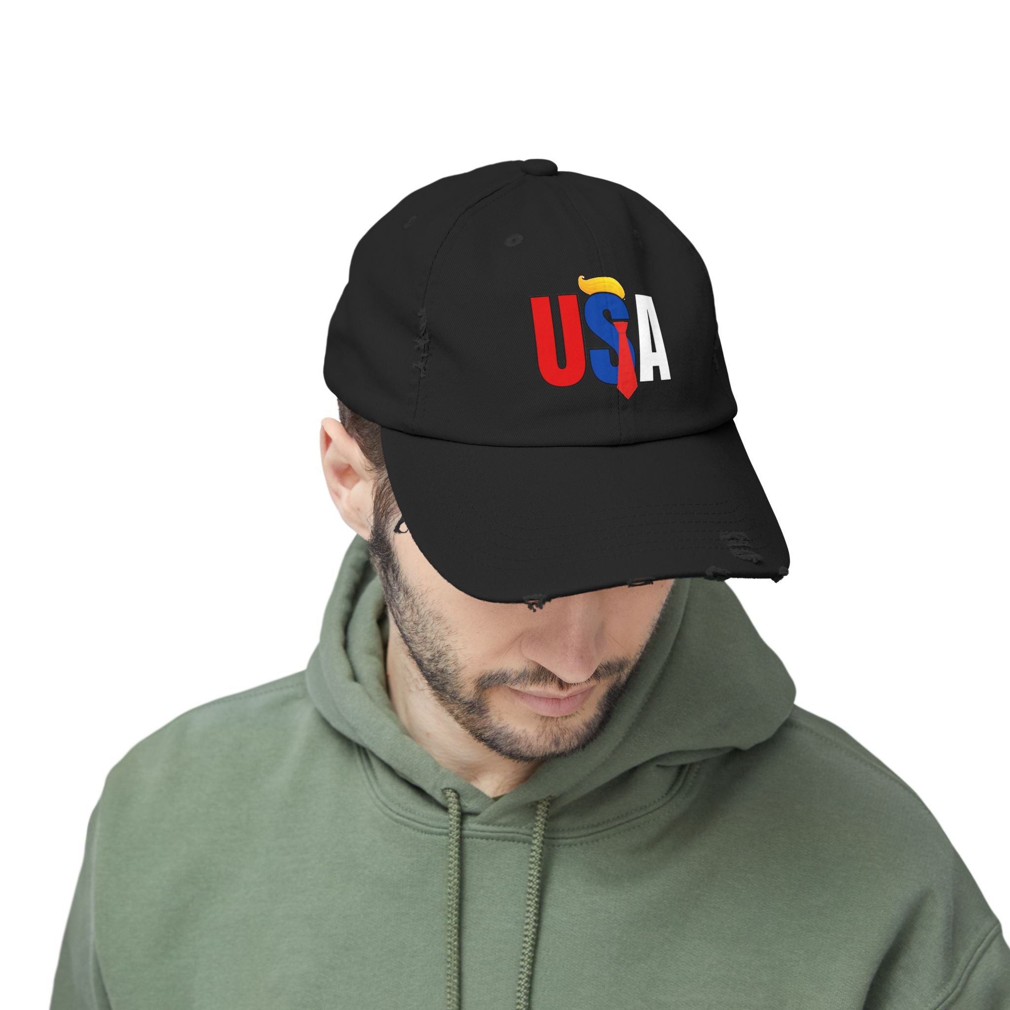Unisex Trendy Distressed USA Cap