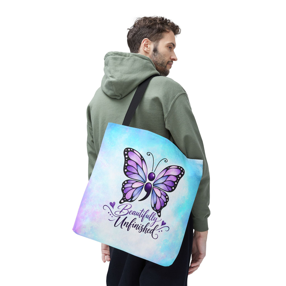 Beautifully Unfinished Semicolon Butterfly Suicide Awareness Tote Bag