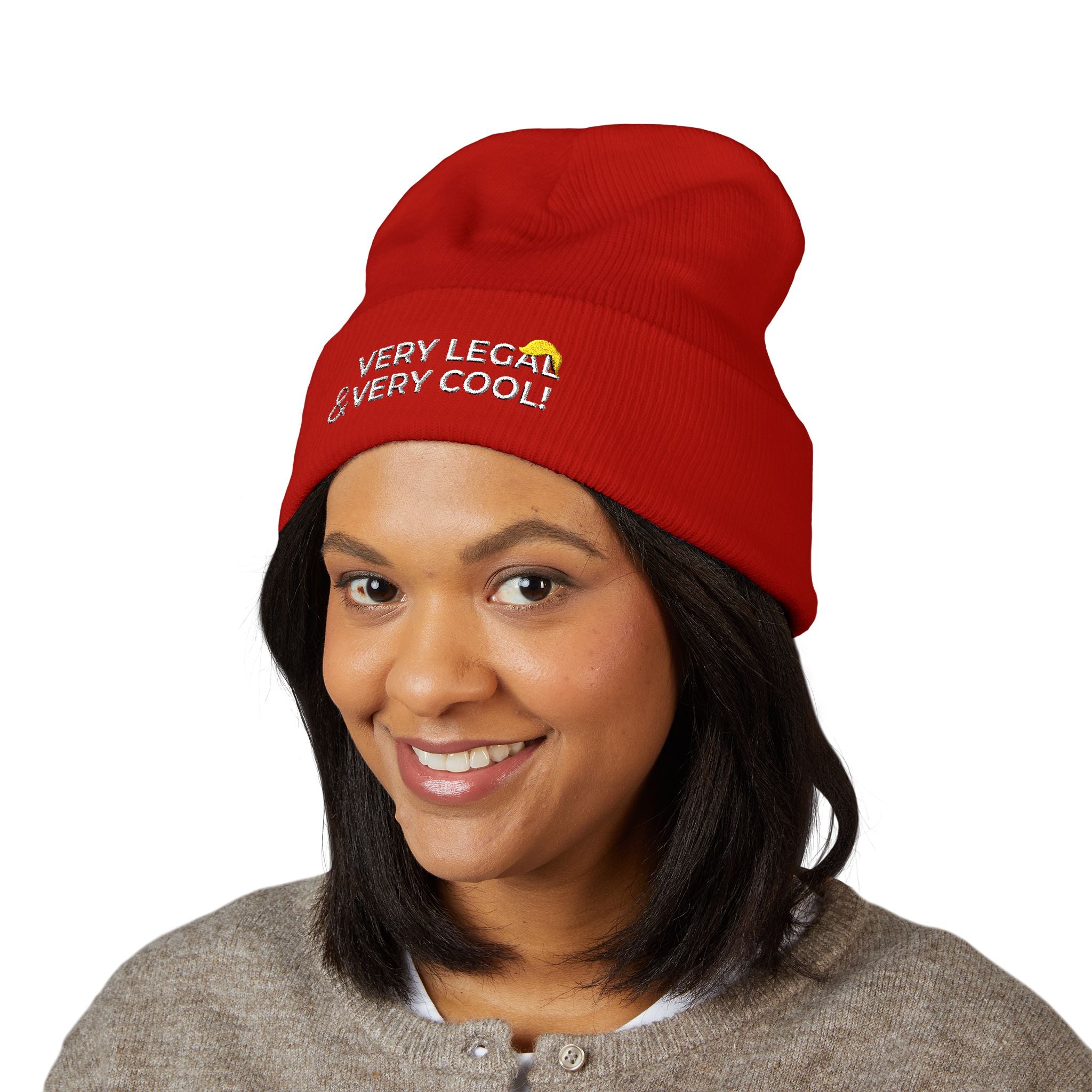 Very Legal & Very Cool Embroidered Knit Beanie – Political Parody Winter Hat