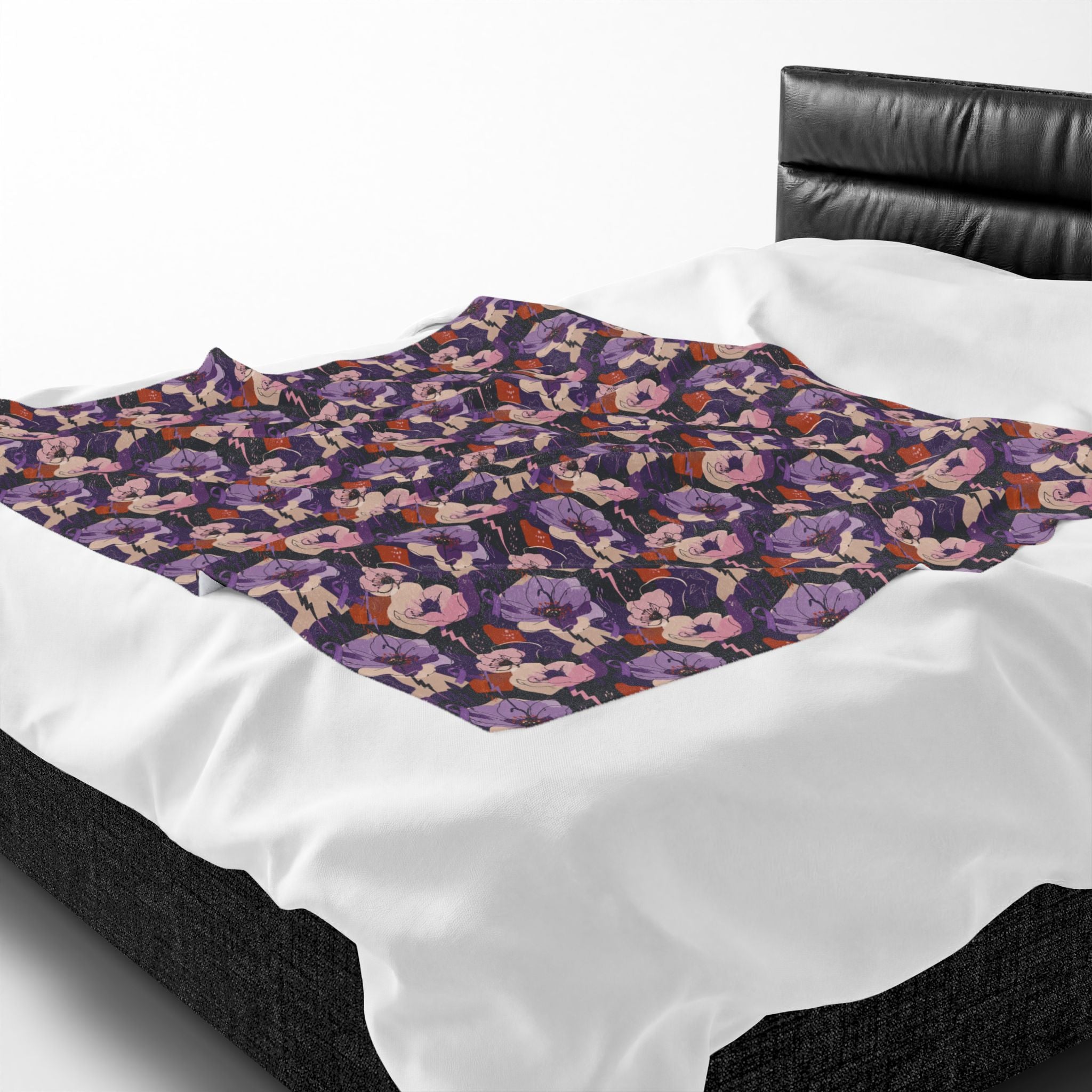 Epilepsy Awareness Floral Plush Blanket | Purple Ribbon Throw Blanket