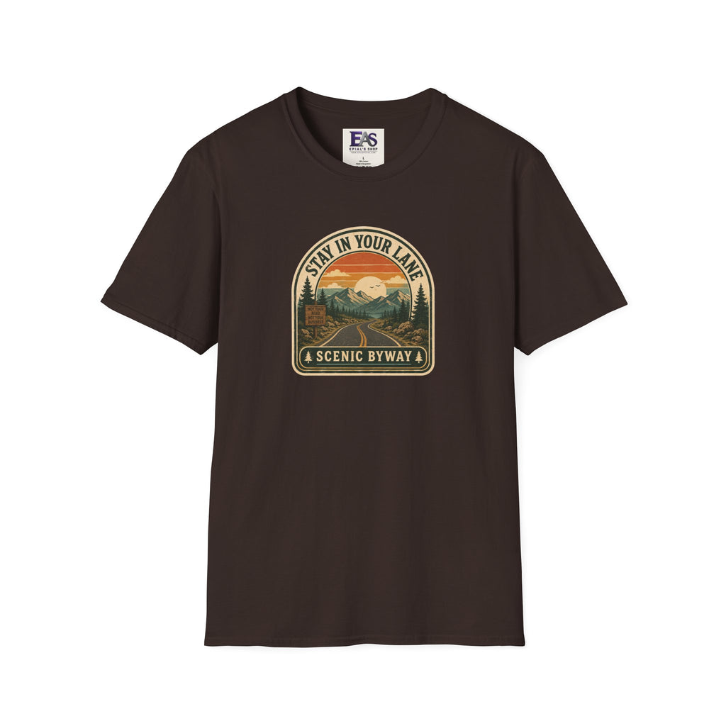 Stay in Your Lane Scenic Byway Unisex T-Shirt | Retro Road Trip Graphic Tee