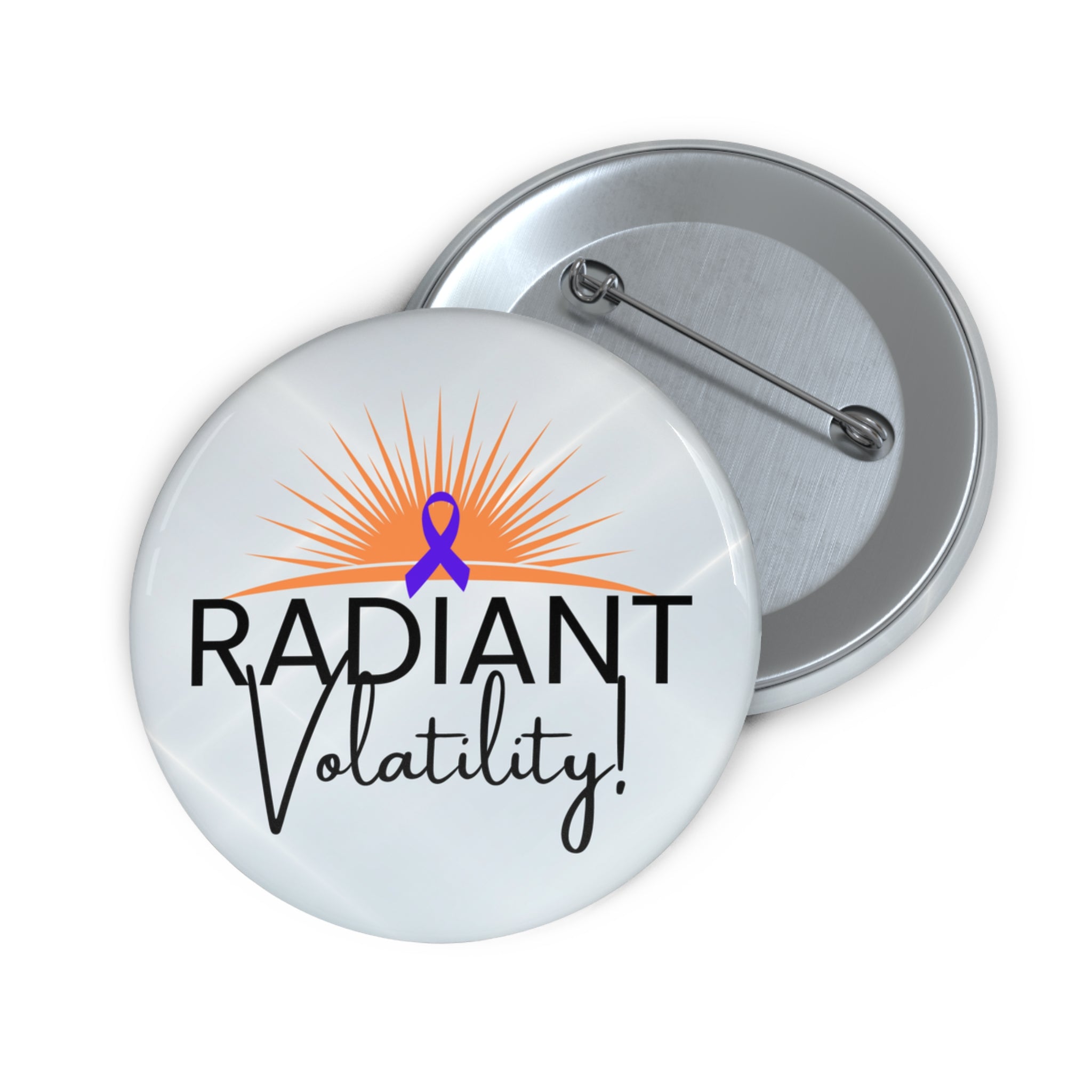 Radiant Volatility Epilepsy Awareness Pinback Button – Purple Ribbon Badge