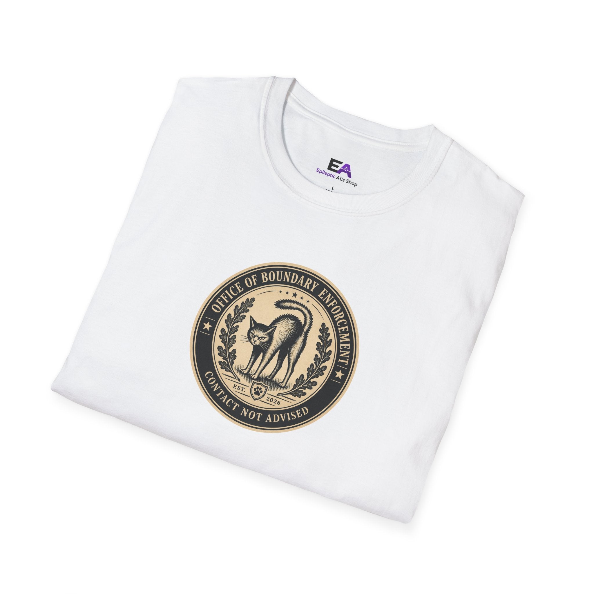 Office of Boundary Enforcement T-Shirt | Funny Cat Personal Space Tee