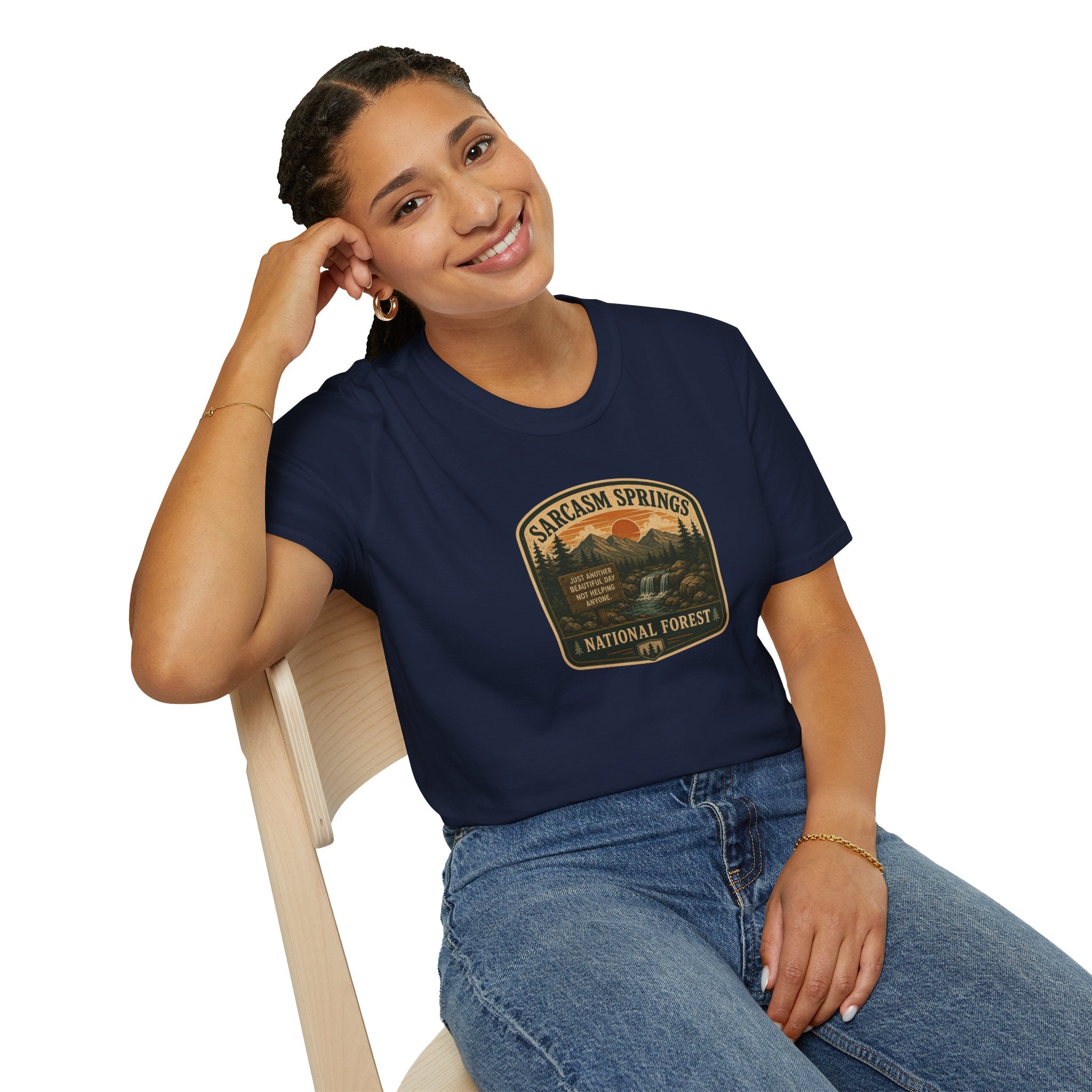 Sarcasm Springs National Forest Unisex T-Shirt | Funny Retro Outdoors Graphic Tee