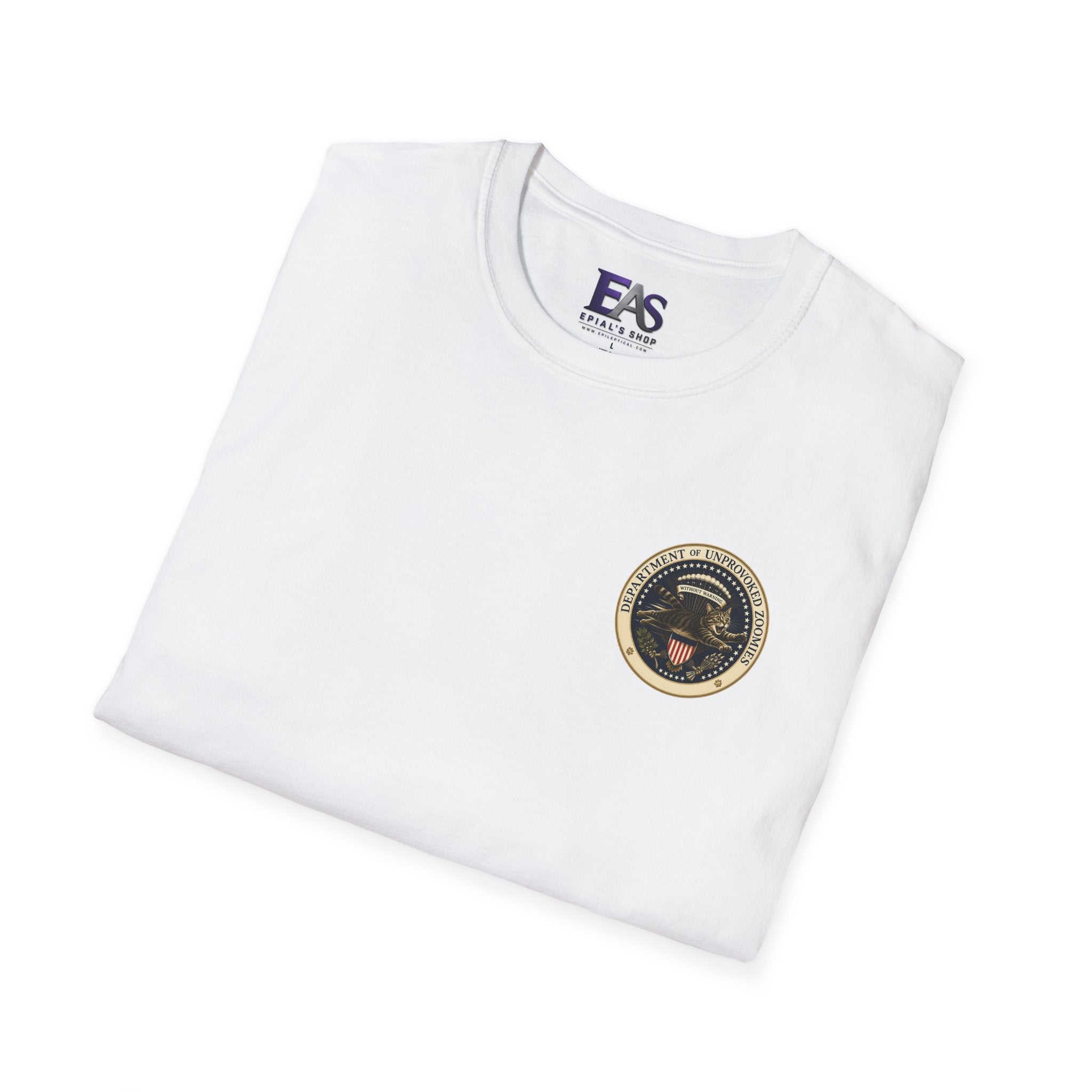 Department of Unprovoked Zoomies Cat T-Shirt | Faux Government Seal Tee