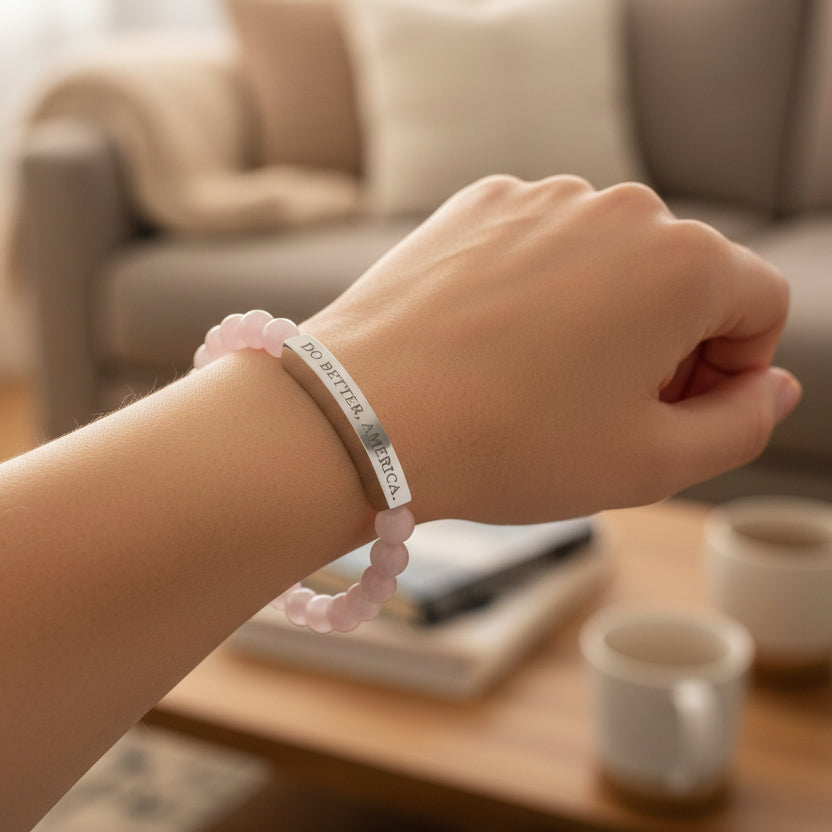 Do Better, America Bracelet – Engraved Stainless Steel Stretch Bracelet