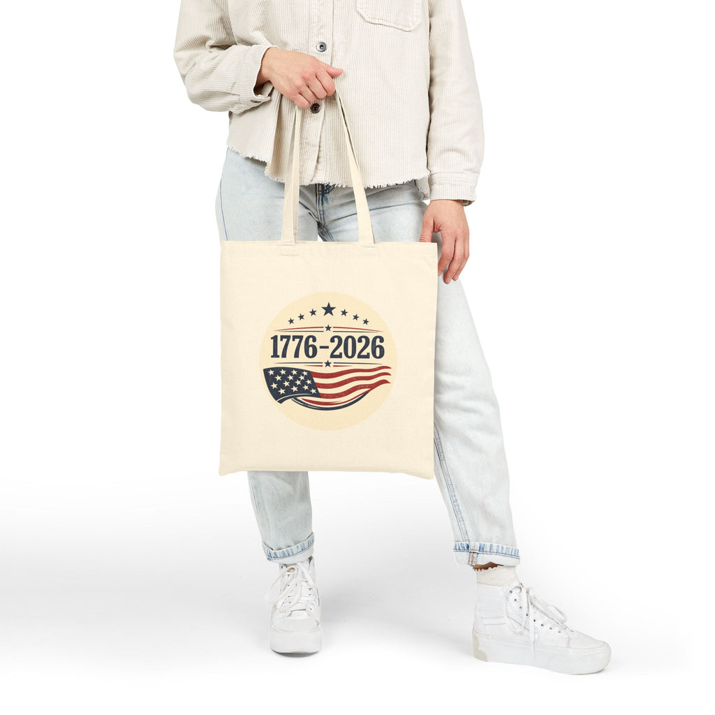 1776–2026 Patriotic Canvas Tote Bag | Vintage Americana USA Carryall