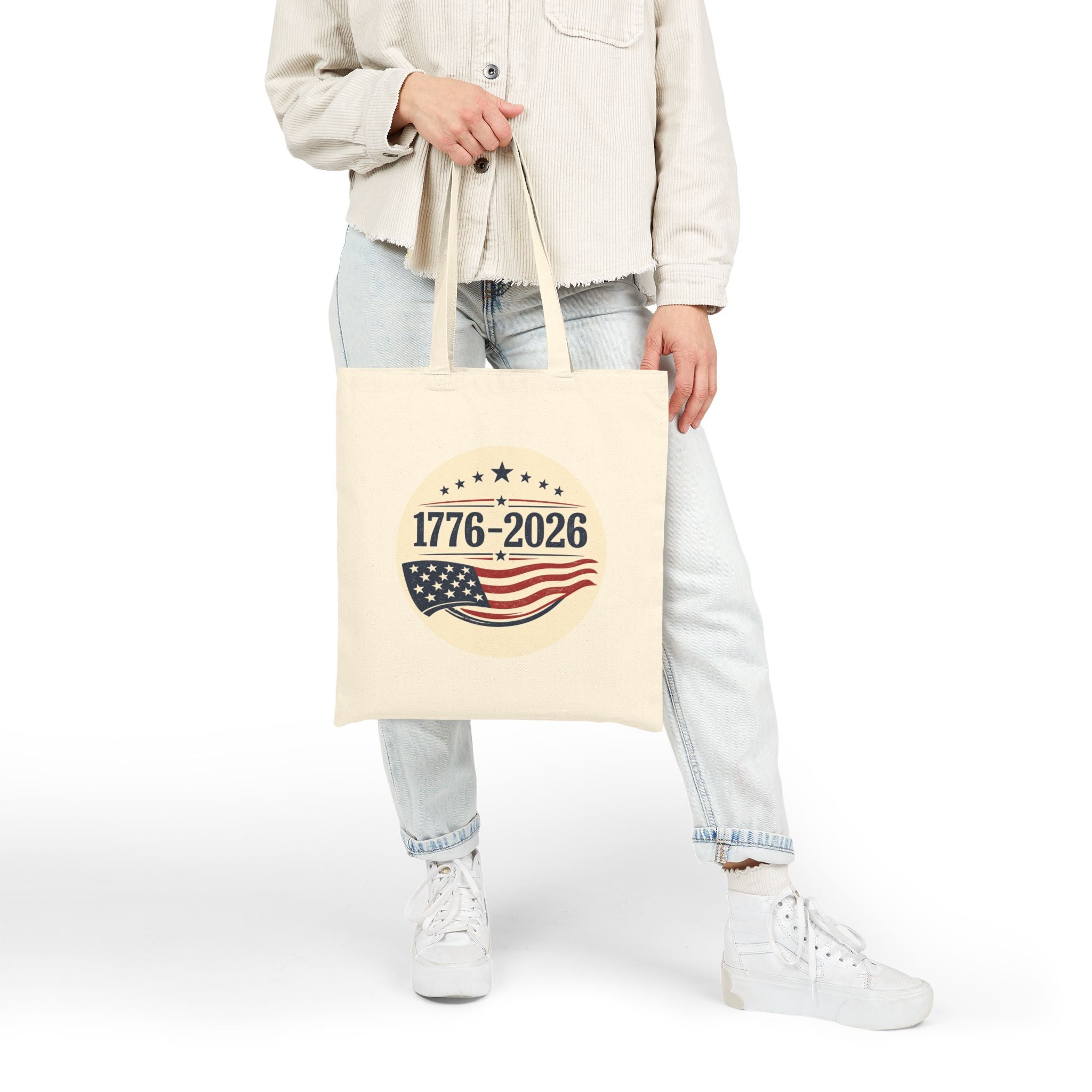 1776–2026 Patriotic Canvas Tote Bag | Vintage Americana USA Carryall