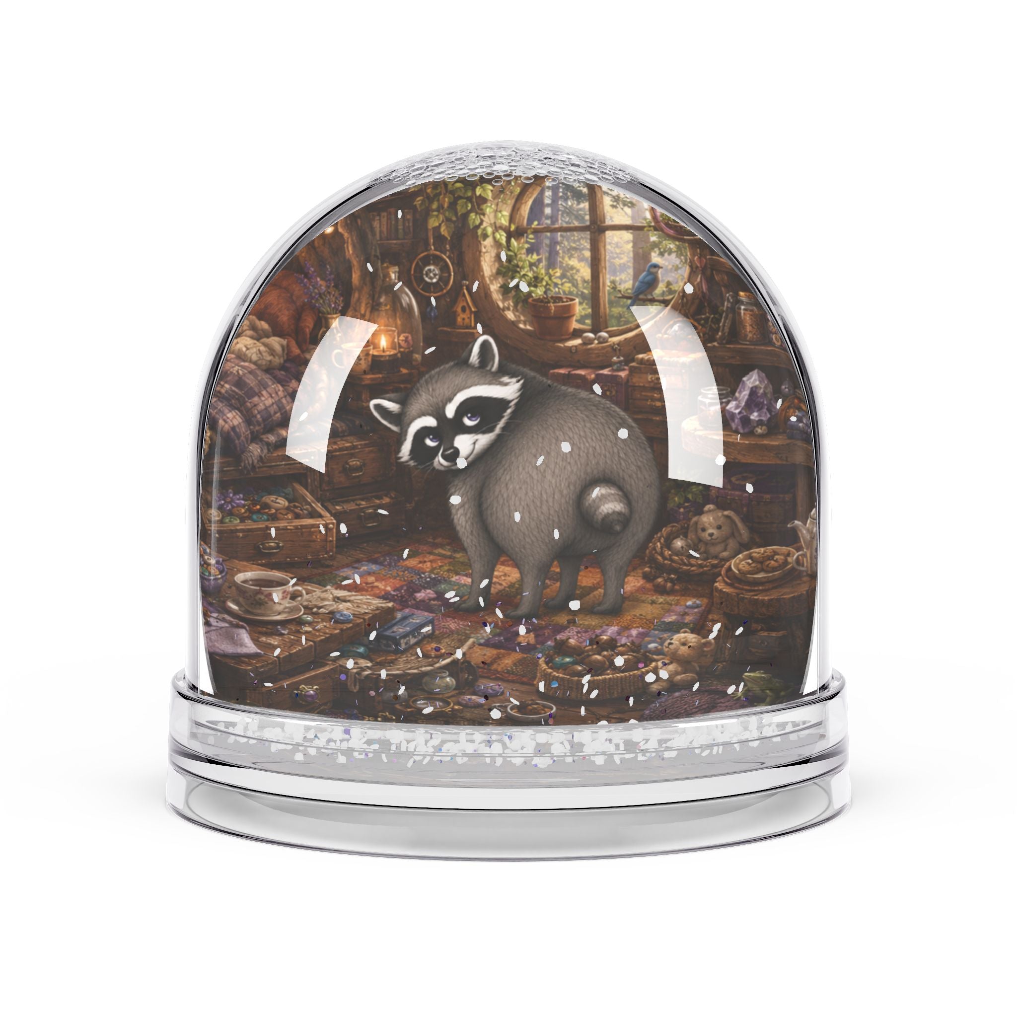 Jimothy Cozy Cabin Snow Globe | Whimsical Raccoon Keepsake