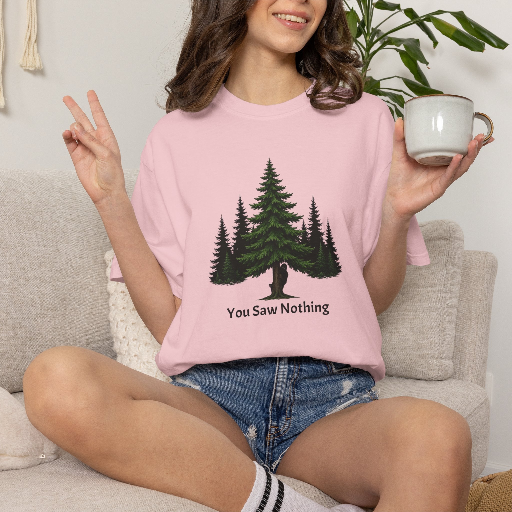 You Saw Nothing Bigfoot & Cat Garment-Dyed T-Shirt