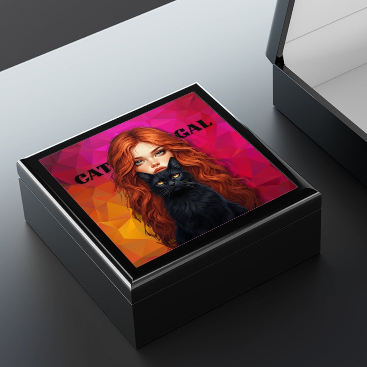 Colorful Cat GalJewelry Box, Cat Lover Decor