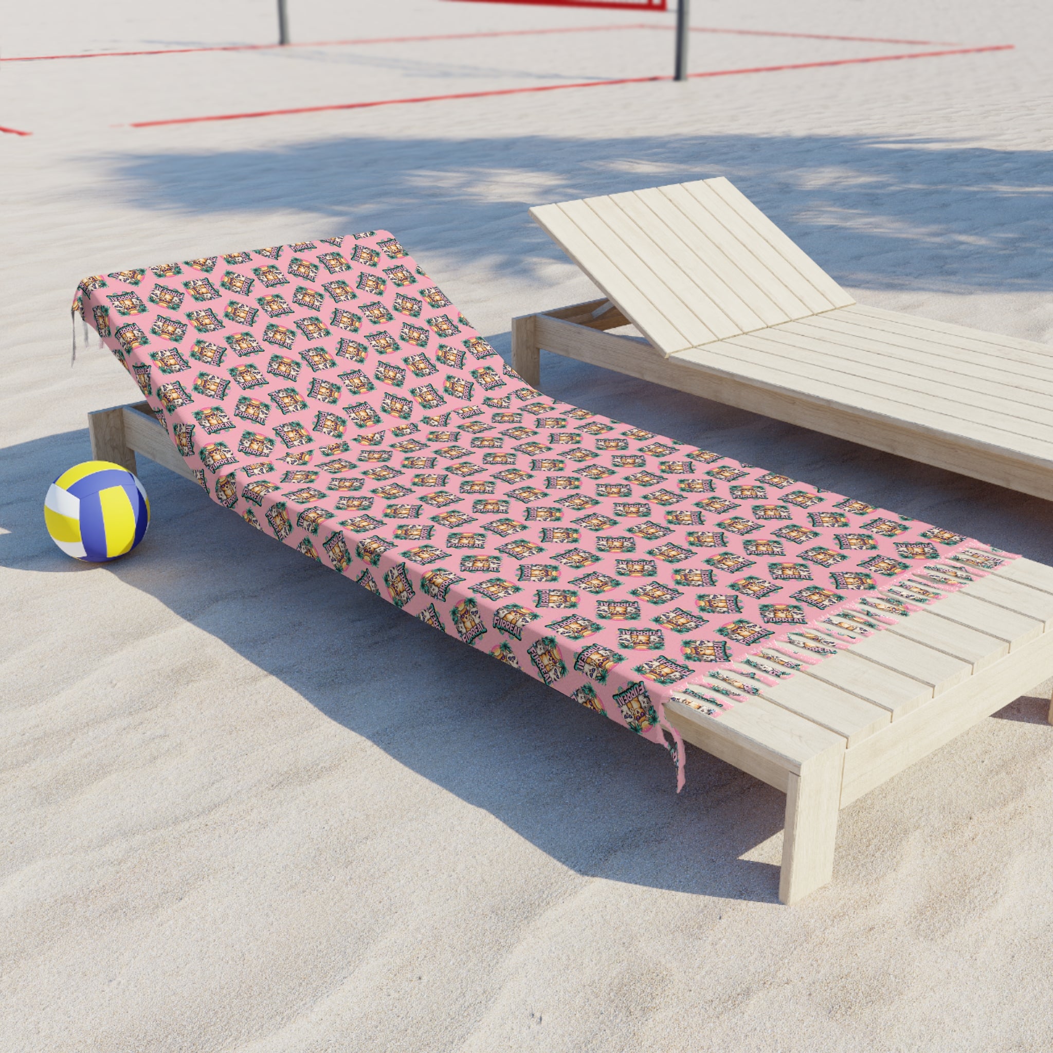 Furreal Cat Beach Cloth – Pink Boho Tassel Wrap, Towel & Travel Blanket