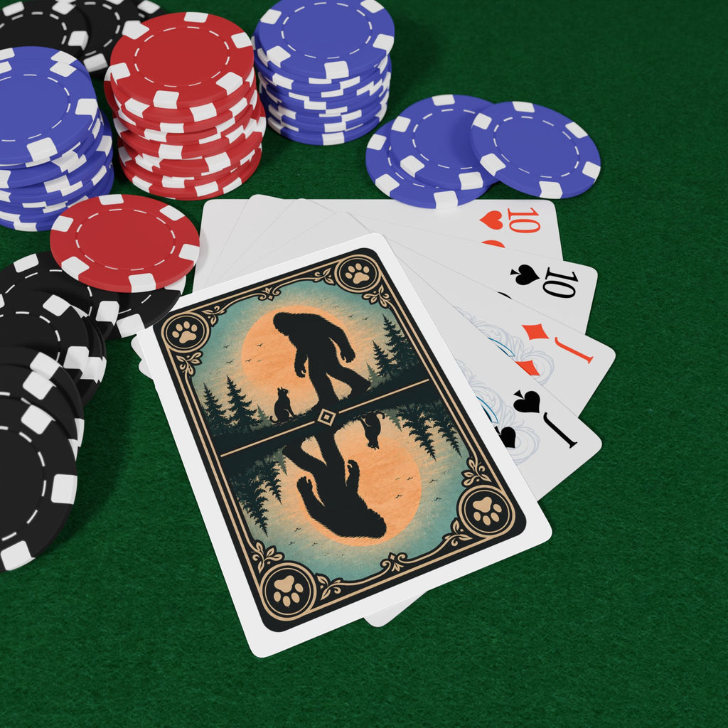Sasquatch & Cat Playing Cards | Bigfoot Forest Poker Deck